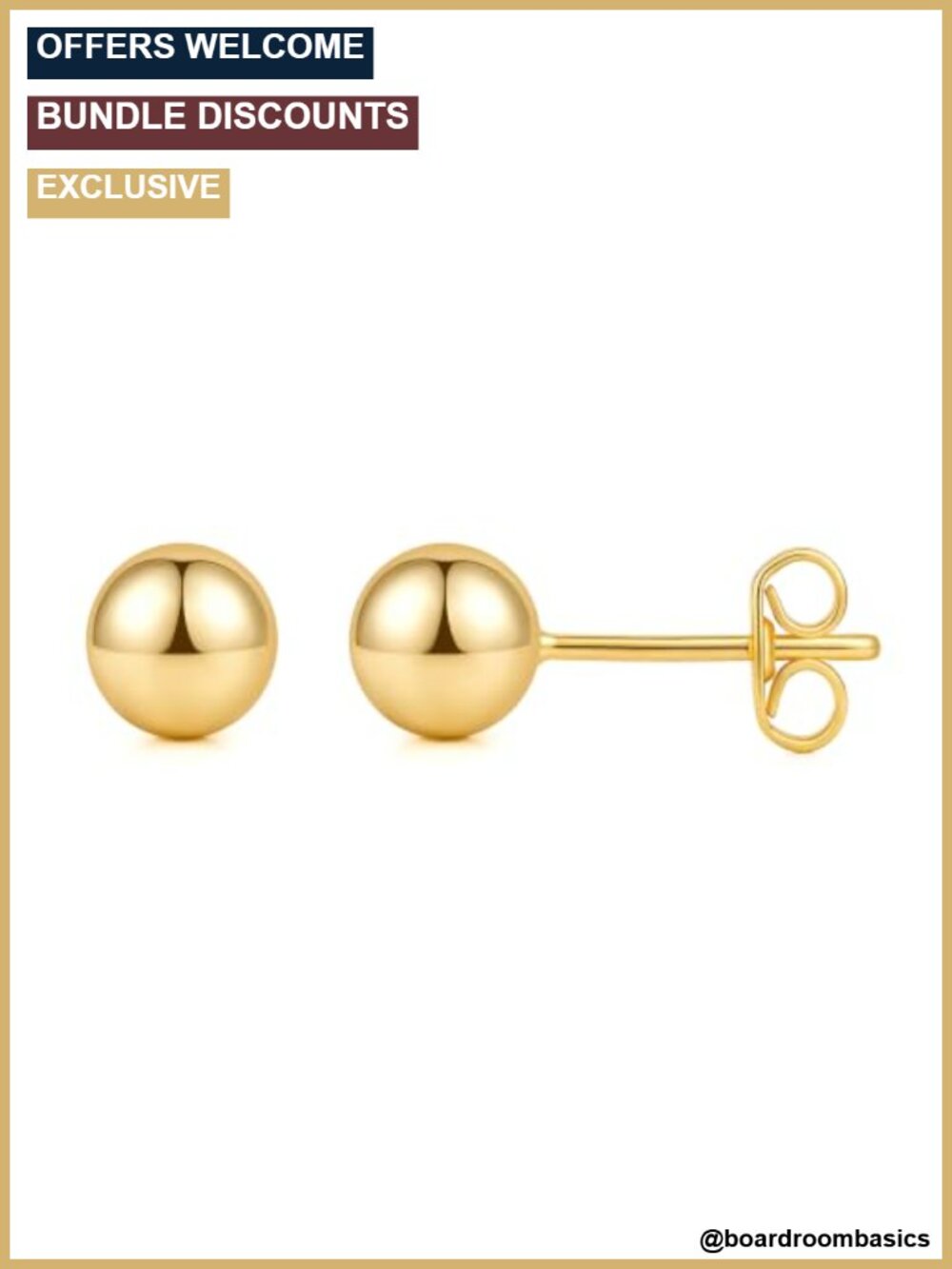 14K Gold Plated Ball Stud Earrings for Women